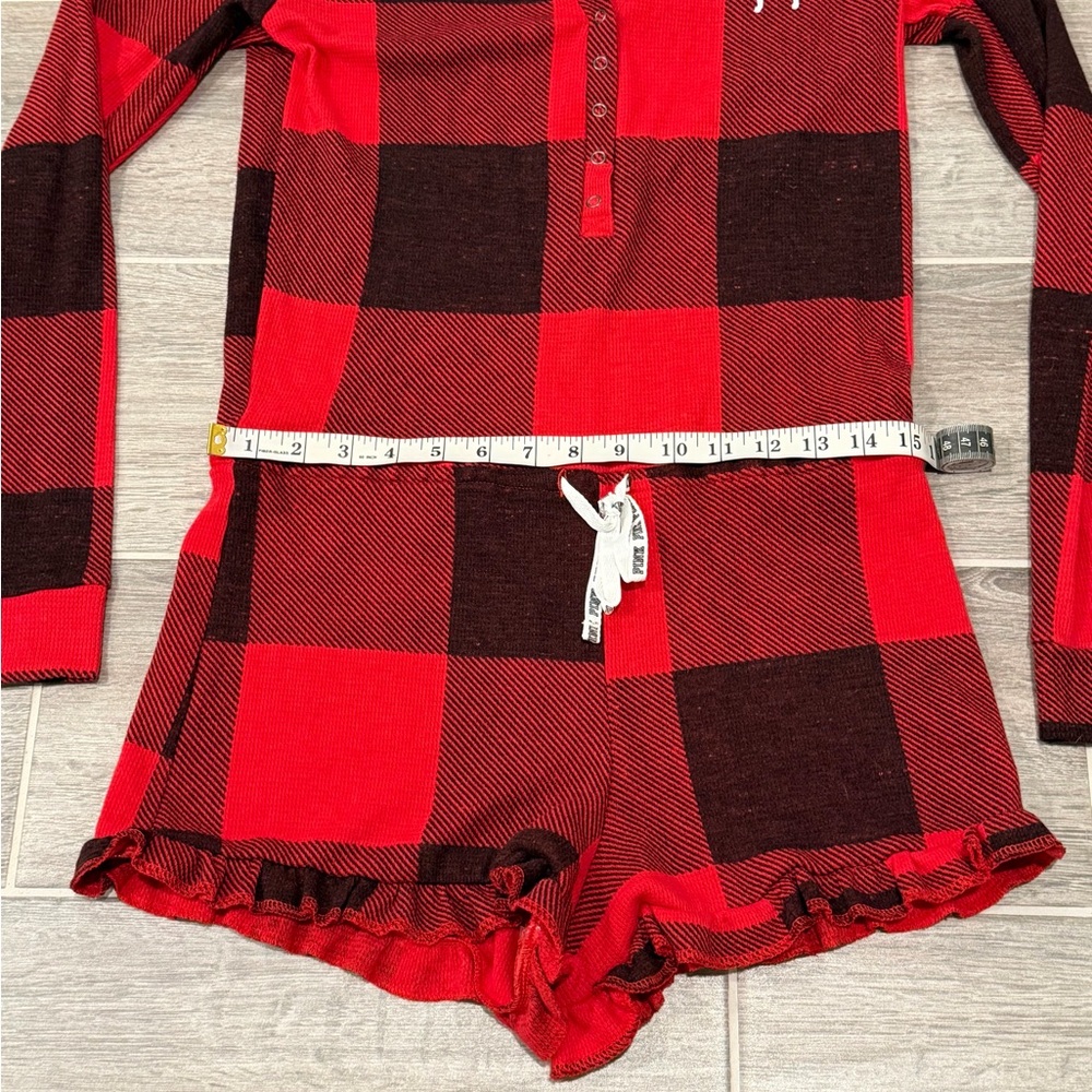 Victoria’s Secret PINK Buffalo Plaid Thermal Sleepwear Romper. Size Medium. - Picture 7 of 11